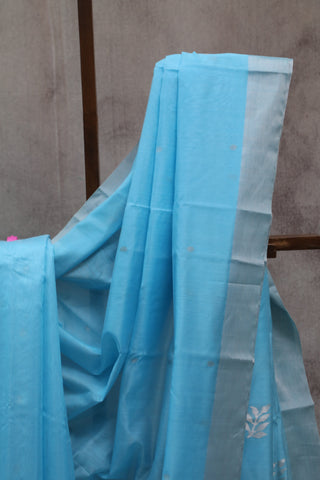 Sky Blue Chanderi Tissue Silk Saree-SRSBCTSS95