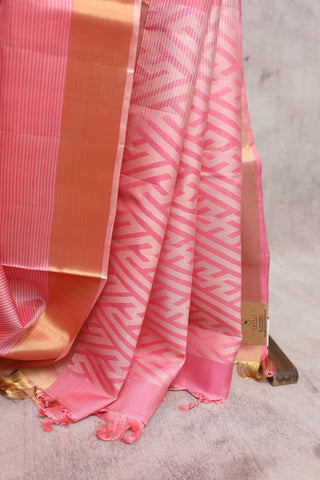 Pink Soft Silk Saree With Big Paisley- SRPSSS130