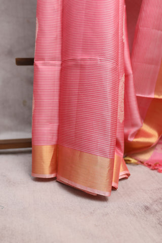 Pink Soft Silk Saree With Big Paisley- SRPSSS130