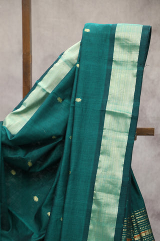 Dark Green Cotton Paithani Saree - SRDGCPS455