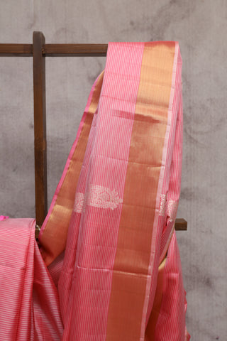 Pink Soft Silk Saree With Big Paisley- SRPSSS130