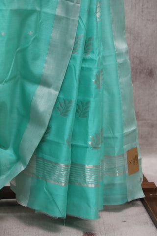 Turquoise Chanderi Tissue Silk Saree-SRTCTSS96