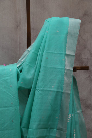 Turquoise Chanderi Tissue Silk Saree-SRTCTSS96