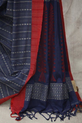 Blue Bengal Cotton Saree - SRBBCS80