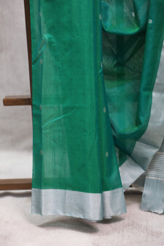 Green Chanderi Tissue Silk Saree-SRGCTSS93