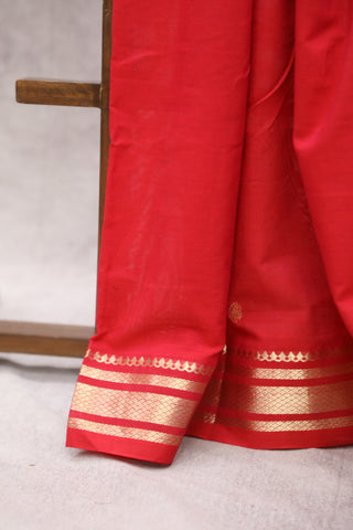 Red Cotton Paithani Saree - SRRCPS456