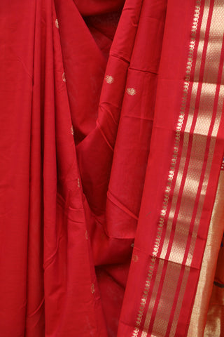 Red Cotton Paithani Saree - SRRCPS456