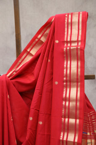 Red Cotton Paithani Saree - SRRCPS456