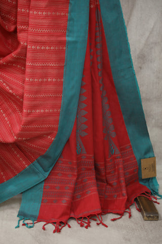 Red Bengal Cotton Saree - SRRBCS79