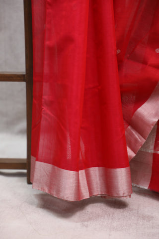 Red Chanderi Tissue Silk Saree-SRPCTSS90