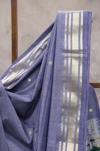 Blue Cotton Paithani Saree - SRBCPS457