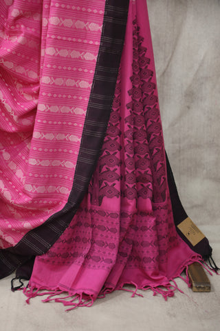 Pink Bengal Cotton Saree - SRPBCS66