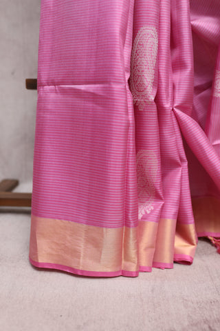 Pink Soft Silk Saree With Big Paisley- SRPSSS128