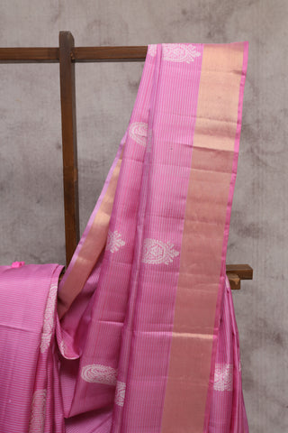 Pink Soft Silk Saree With Big Paisley- SRPSSS128