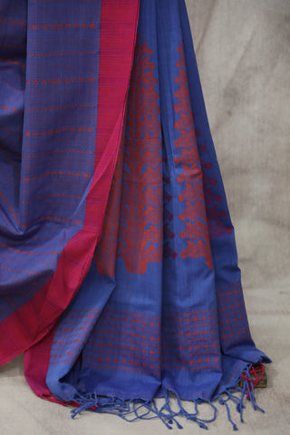 Blue Bengal Cotton Saree - SRBBCS67