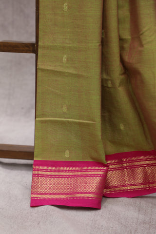 Moss Green Cotton Paithani Saree - SRMGCPS432