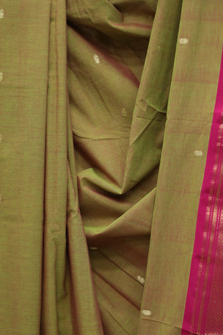 Moss Green Cotton Paithani Saree - SRMGCPS432