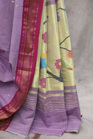 Purple Cotton Paithani Saree - SRPCPS435