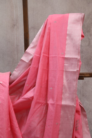 Pink Chanderi Tissue Silk Saree-SRPCTSS89