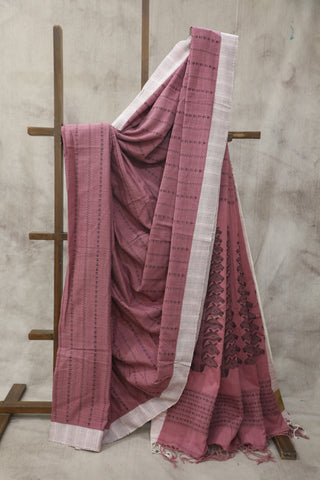 Burgundy Bengal Cotton Saree - SRBBCS65