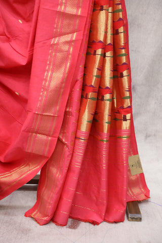 Pink Cotton Paithani Saree - SRPCPS428