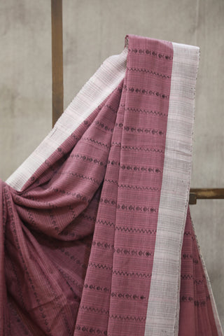 Burgundy Bengal Cotton Saree - SRBBCS65