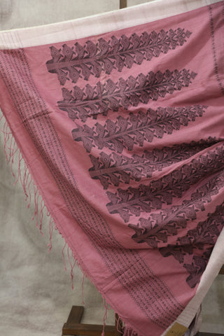 Burgundy Bengal Cotton Saree - SRBBCS65