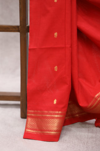 Red Cotton Paithani Saree - SRRCPS426