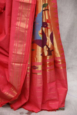 Pink Cotton Paithani Saree - SRPCPS427