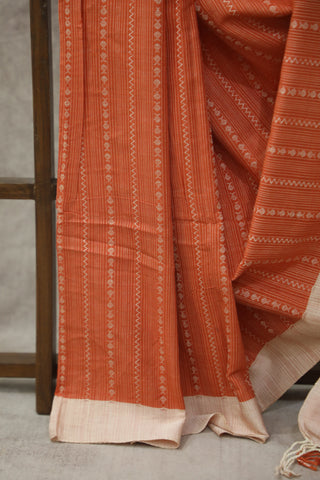 Orange Bengal Cotton Sarees - SROBCS74