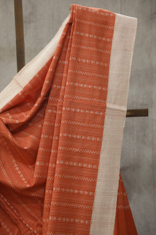 Orange Bengal Cotton Sarees - SROBCS74