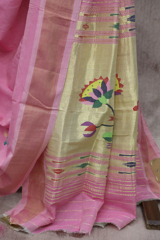 Pastel Pink Cotton Paithani Saree - SRPPCPS450