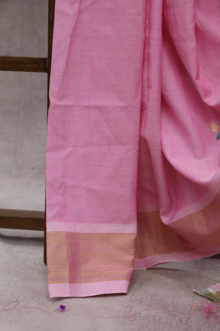 Pastel Pink Cotton Paithani Saree - SRPPCPS450