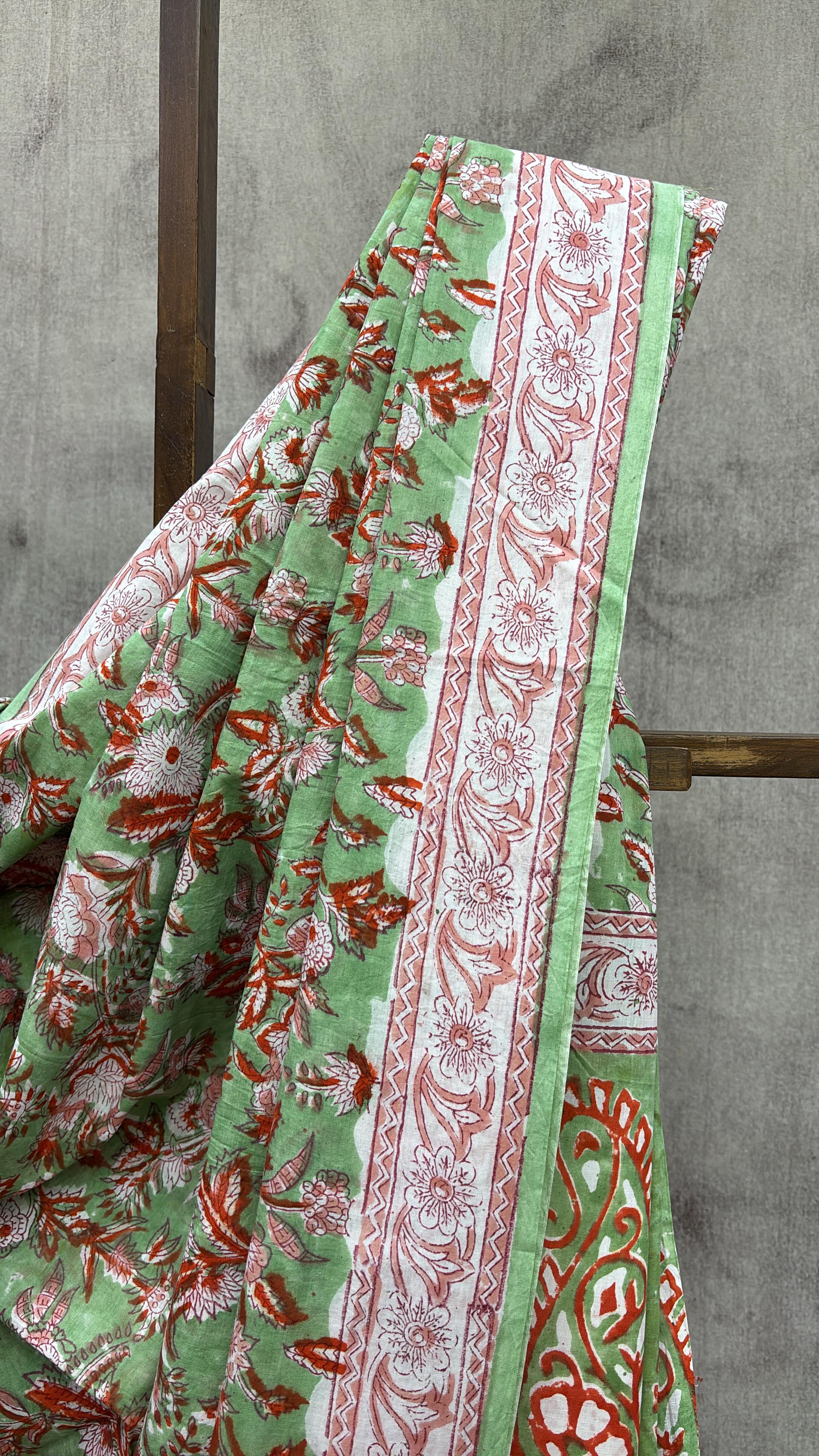 Green HBP Cotton Saree - SRGCS1965