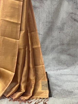 Golden Pink Tissue Tussar Silk Saree - SRGPSS200