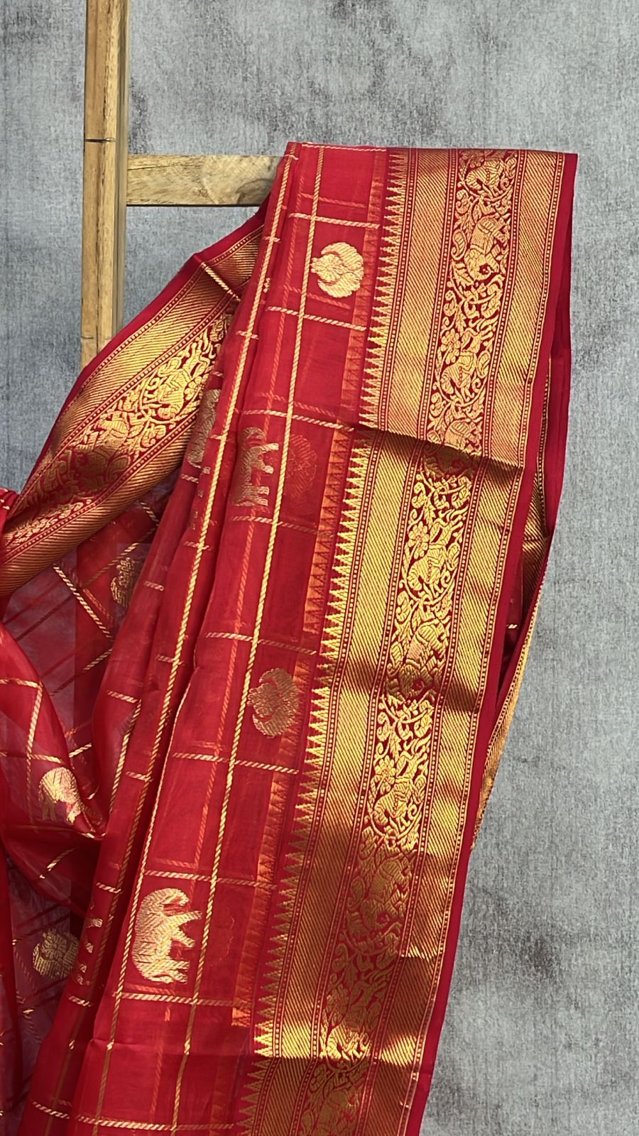 Red Chanderi Silk Saree-SRRCSS200