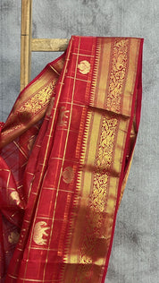 Red Chanderi Silk Saree-SRRCSS200