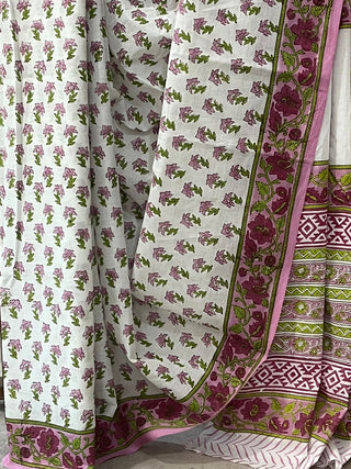 White HBP Cotton Saree - SRWCS1699