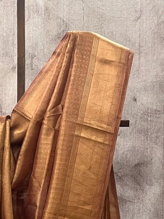 Golden Purple Tissue Tussar Silk Saree - SRGPSS198