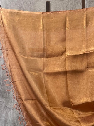 Golden Pink Tissue Tussar Silk Saree - SRGPSS200