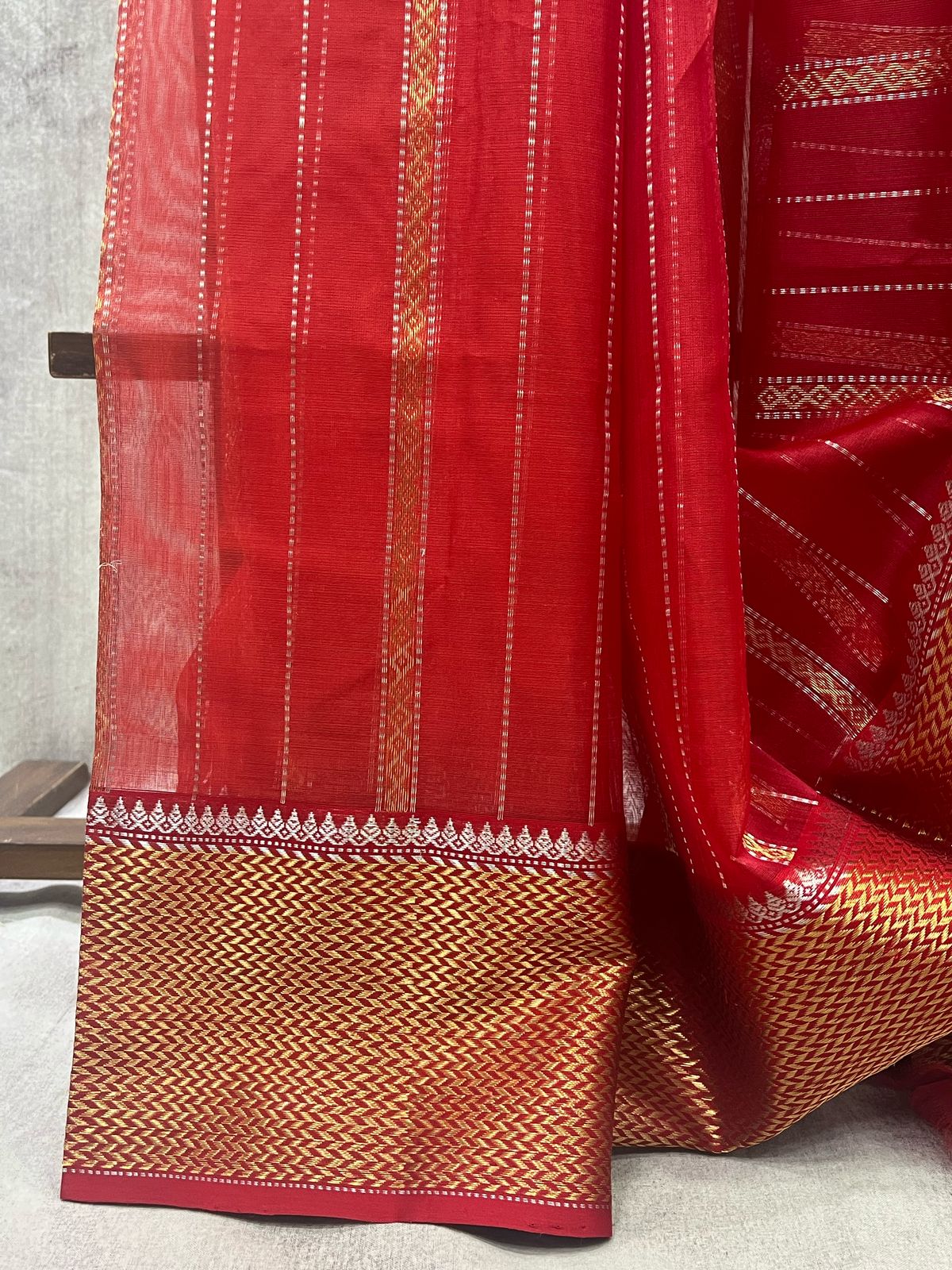Red Chanderi Silk Saree - SRRCSS174