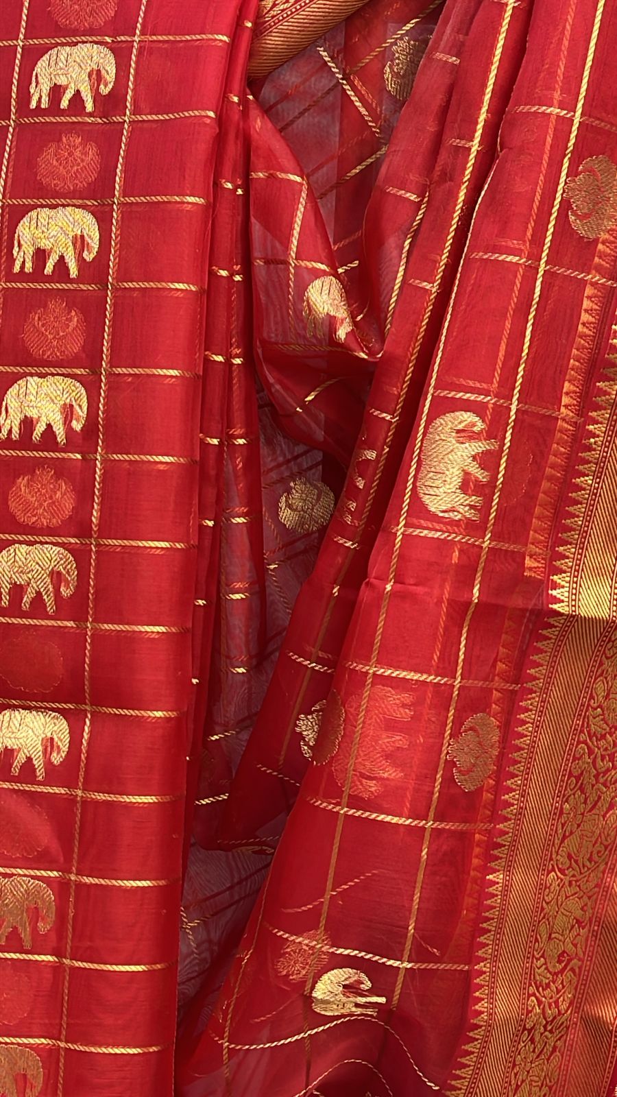 Red Chanderi Silk Saree-SRRCSS200