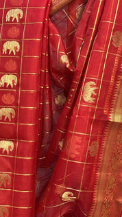 Red Chanderi Silk Saree-SRRCSS200