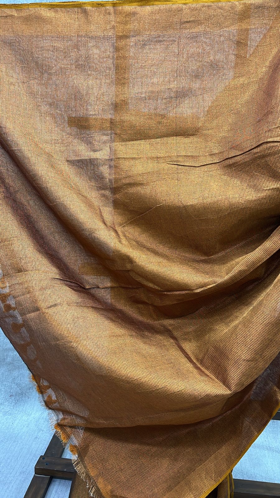 Brown Plain Tissue Linen Saree With Tassels-SRBPTLS226