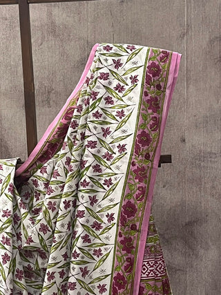 White HBP Cotton Saree - SRWCS1682