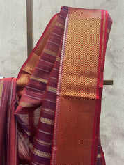Two Tone Maroon Chanderi Silk Saree - SRTTMCSS175