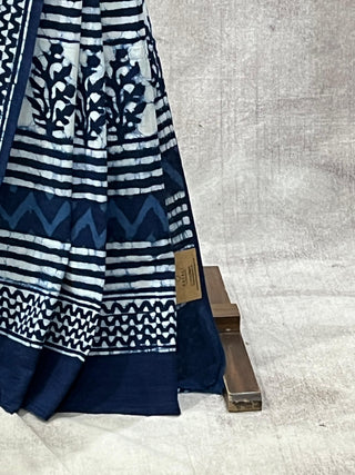 Indigo HBP Cotton Saree - SRBCS1731