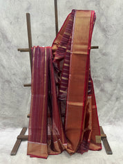 Two Tone Maroon Chanderi Silk Saree - SRTTMCSS175