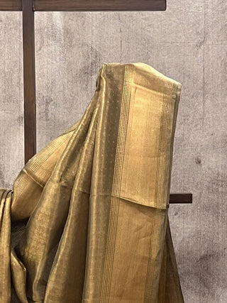 Golden Grey Tissue Tussar Silk Saree - SRGGTTSS197