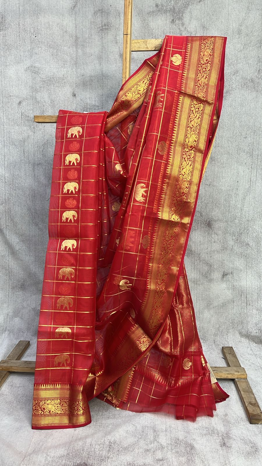 Red Chanderi Silk Saree-SRRCSS200